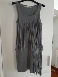 Abito corto Rachel Roy, taglia M.grigio con frange