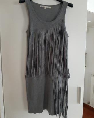 Abito corto Rachel Roy, taglia M.grigio con frange