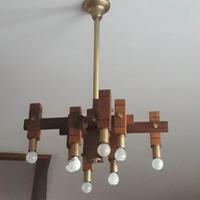 lampadario legno/ottone