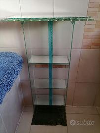 Scaffale in vetro verticale da bagno con ripiani