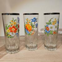 Set 5 bicchieri vetro fiori floreale