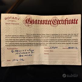 Garanzia orologio Rotary vintage