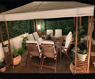 Ikea Applaro tavolo 140x140, 8 sedie, cuscini