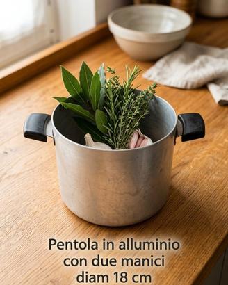 Pentola in alluminio con due manici diam 18 cm