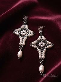 Orecchini d'epoca perle di fiume artigianali