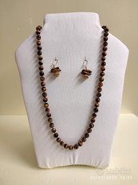 Collana e orecchini occhio di tigre
