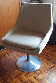 Poltroncina vintage girevole tessuto e acciaio