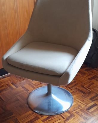 Poltroncina vintage girevole tessuto e acciaio