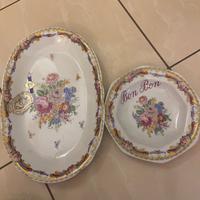 Vassoio ovale e piatto Bon Bon in ceramica Limoges