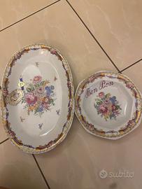 Vassoio ovale e piatto Bon Bon in ceramica Limoges