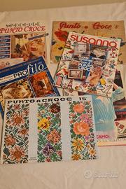lotto 7 riviste vintage punto croce ed uncinetto 