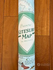 Mappa del mondo in carta patinata con spot kitesur