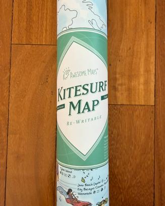 Mappa del mondo in carta patinata con spot kitesur