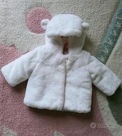 Giacchetto teddy bianco neonata,  taglia 1 - 3 mes
