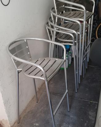 4+1 sedie alte, alluminio leggerissime, impilabili