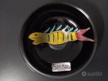 Piatto vintage in vetro soffiato di Kosta Boda