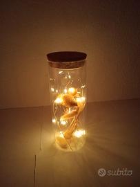 TUBO IN VETRO CON LED E FIORI SECCHI 