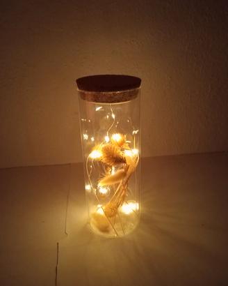 TUBO IN VETRO CON LED E FIORI SECCHI 
