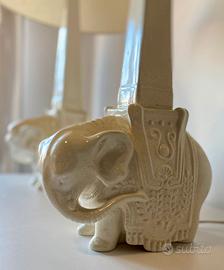 Coppia lampade in ceramica a forma di elefante