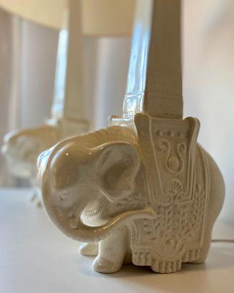 Coppia lampade in ceramica a forma di elefante