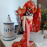 Geisha Figura/bambola artigianale in stoffa cm. 38