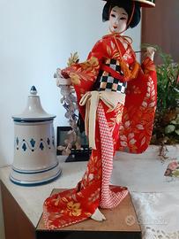 Geisha Figura/bambola artigianale in stoffa cm. 38