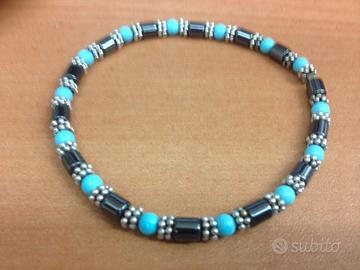 BRACCIALI IN ARGENTO, TURCHESE ED EMATITE