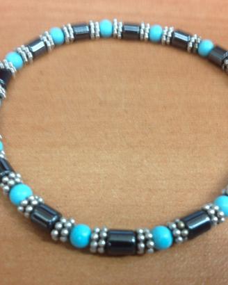 BRACCIALI IN ARGENTO, TURCHESE ED EMATITE