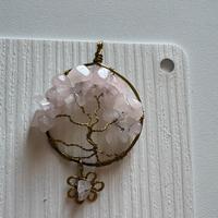 Ciondolo albero della vita con quarzo rosa 🌸