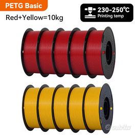 PETG GIALLO E ROSSO BOBINE DA 1KG 10KG TOTALI