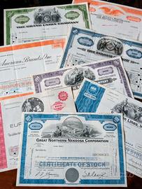 8 Certificati Azionari Americani 1945/1976