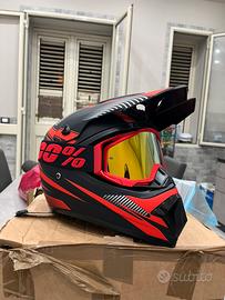 Casco MotoCross + Occhiali Off Road MTB Enduro