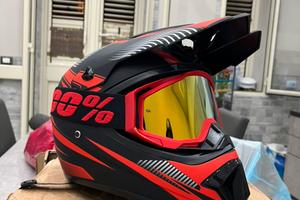 Casco MotoCross + Occhiali Off Road MTB Enduro
