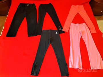 set 5 leggins pantaloni bambina 7 -8 anni