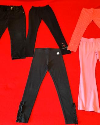 set 5 leggins pantaloni bambina 7 -8 anni