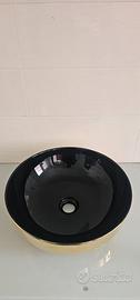 Lavabo da appoggio 44x44 Colore: nero e oro lucido