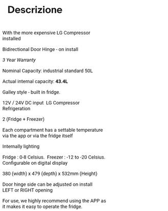 FRIGO 12 V camper COMPRESSORE LG