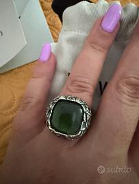 Anello nove25 pietra verde