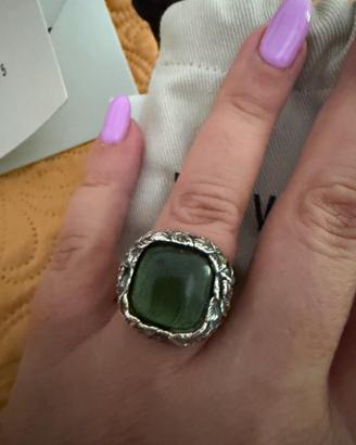 Anello nove25 pietra verde