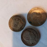 3 MONETE AG. VITTORIO E.  1 LIRA  1902-1907-1910