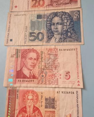banconote Croazia e Bulgaria 