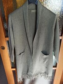 Cardigan a frange grigio