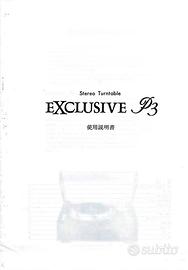 Raro manuale giradischi Exclusive P3