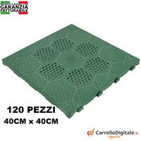 120 Piastrelle pavimento plastica verde drenante