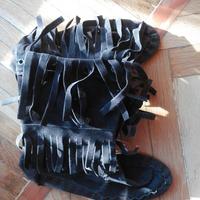 Stivaletti donna frange anni 70 tacco zero n 36