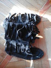 Stivaletti donna frange anni 70 tacco zero n 36