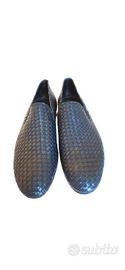 Baldinini mocassino intrecciato pelle blu/nero 42