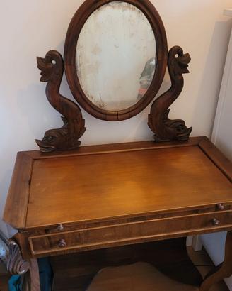 Mobile toletta in legno con cassetto e specchio