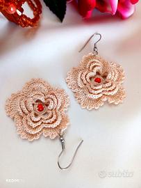 raffinati orecchini pendenti crochet handemade 