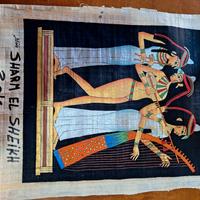 Lotto di 3 Papiri Egiziani Originali Dipinti a Man